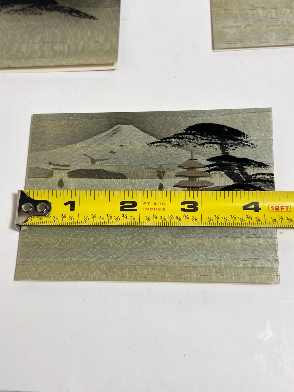 VTG Handpainted Japan Fujiyoshida Mountain Temple Pagoda Bamboo Wood Notecards